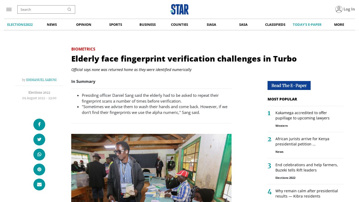 Elderly face fingerprint verification challenges in Turbo